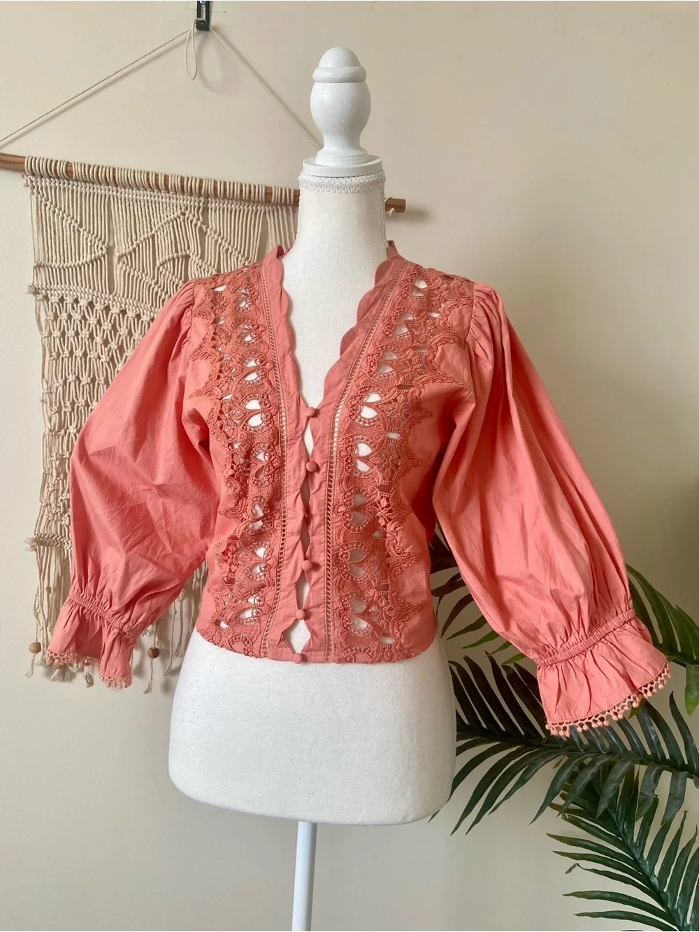 Free People Louella Embroidered Top Savannah Red XS NWT Flawed Cotton Boho